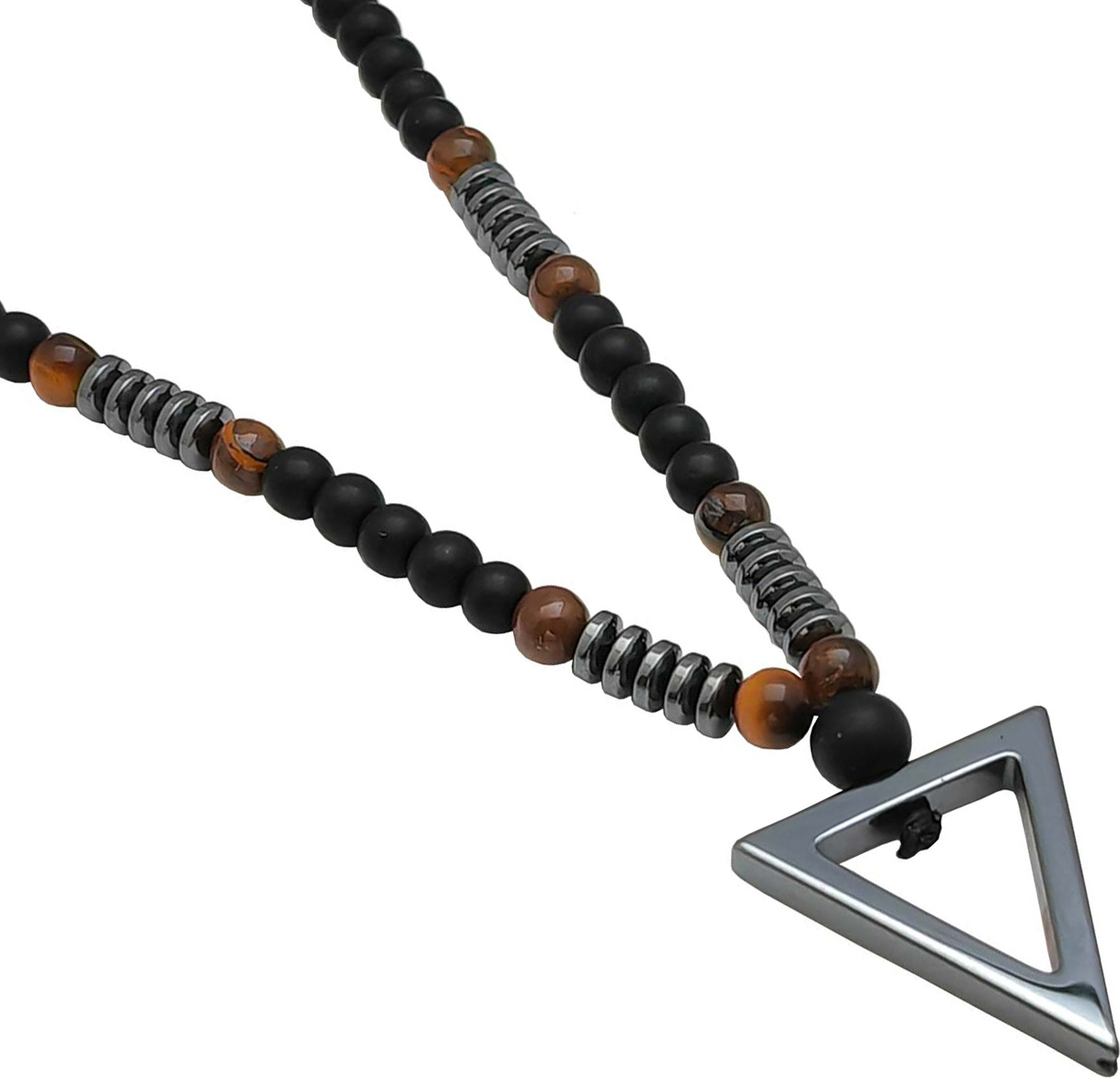 

Колье из стали 45 см TecArt SBN041, оникс/тигровый глаз, SBN041