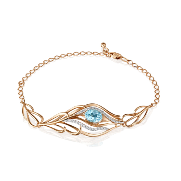 

Браслет из золота р.  PLATINA jewelry 05-0630-00-201-1110-57, топаз\фианит, 05-0630-00-201-1110-57