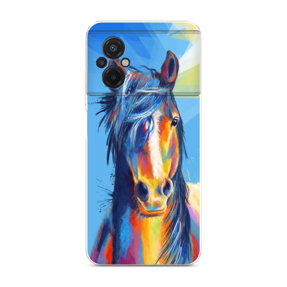 

Чехол на Xiaomi Poco M5 "Лошадь арт 3", Голубой;желтый;синий, 316450-1