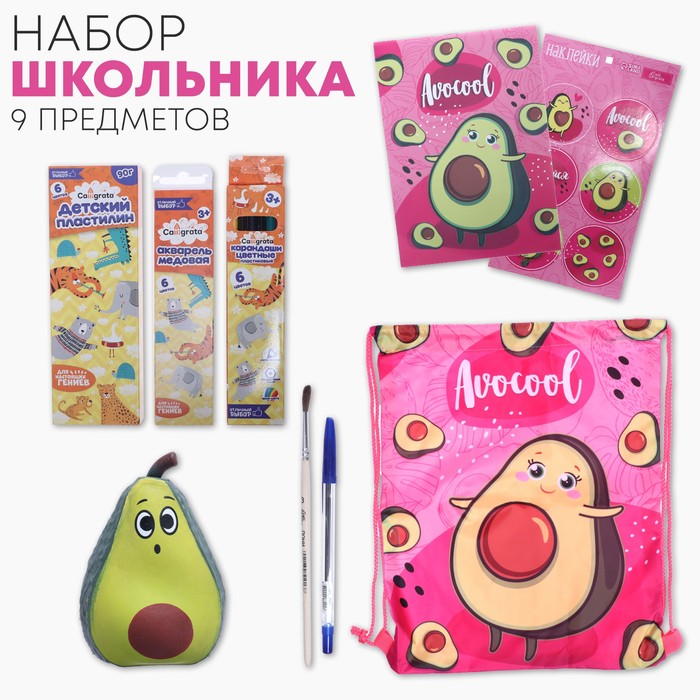 

Calligrata Набор школьника Calligrata, "Авокадо", 9 предметов
