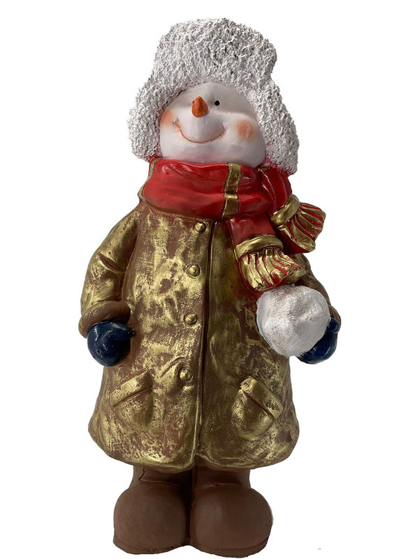 Новогодняя фигурка PositiveNew Снеговик с снежком в пальто НФ139 1 шт.