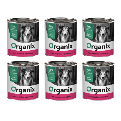 

Консервы для собак Organix, с уткой, индейкой и картофелем, 6 шт по 750 г