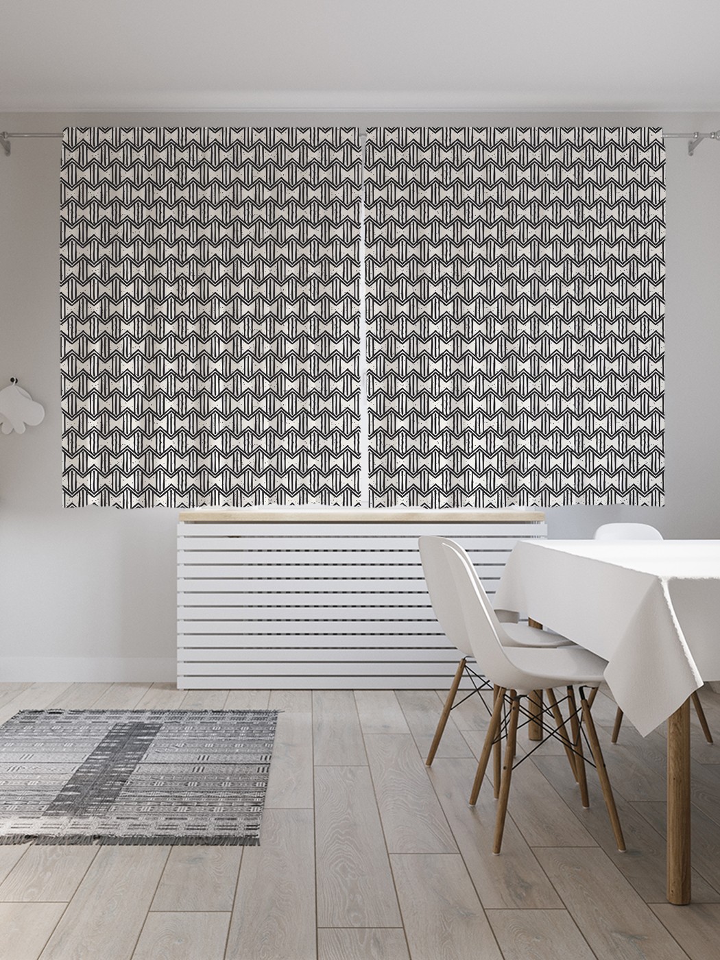 

Классические шторы JoyArty "Гранж зигзаг", серия Oxford DeLux, 2 полотна 145x180 см, Гранж зигзаг