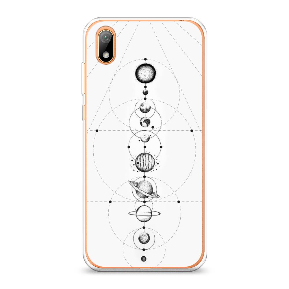 

Чехол на Huawei Y5 2019 "Парад планет", Серый, 69050-2