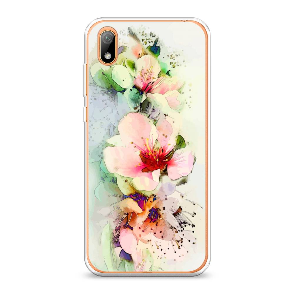 

Чехол на Huawei Y5 2019 "Нежные цветы", Зеленый;розовый, 69050-2
