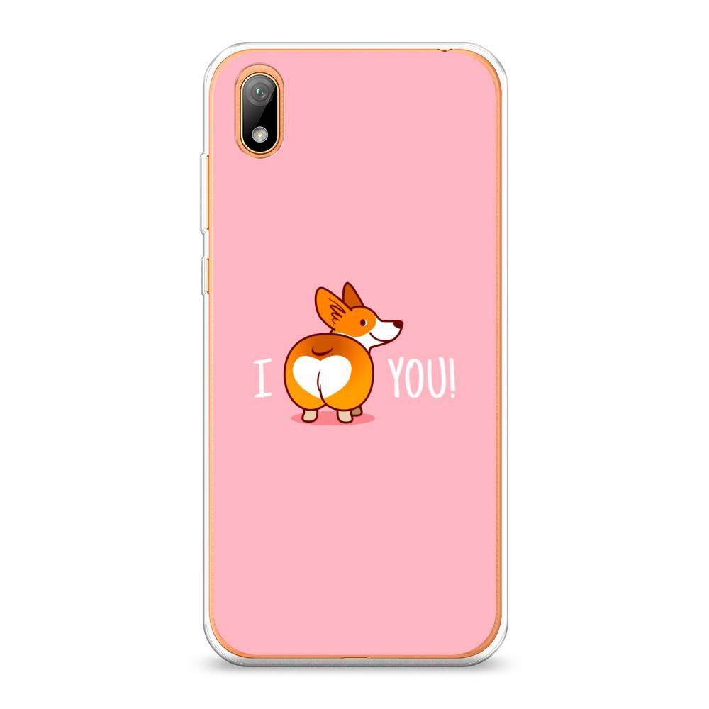 

Чехол на Huawei Y5 2019 "Корги I love you", Розовый;коричневый;белый, 69050-1