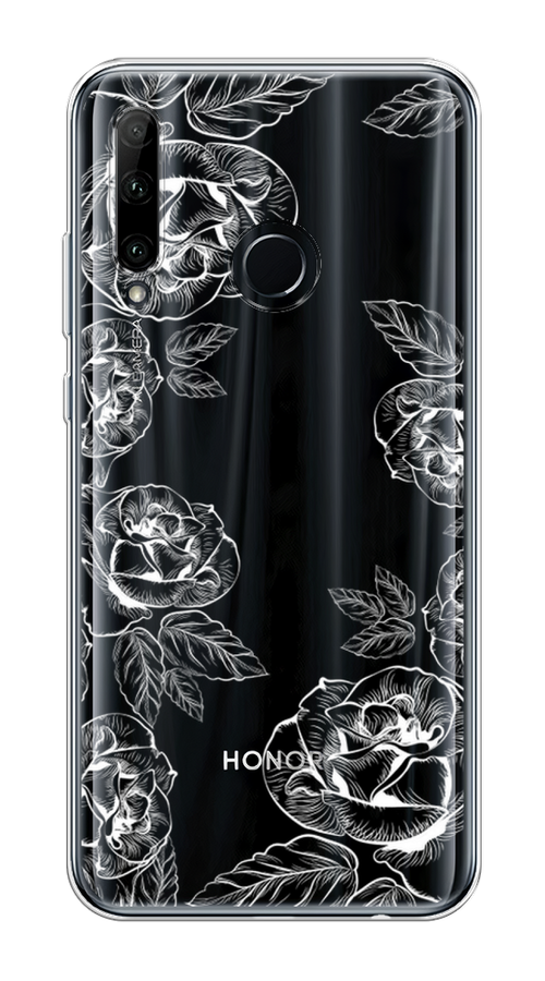 

Чехол на Honor 10i/20 Lite 2019/20e/Huawei P Smart Plus 2019 "Розы графика", Черный;серый, 68950-2