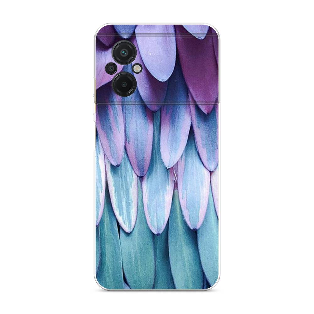 

Чехол на Xiaomi Poco M5 "Синее перо", Фиолетовый;голубой, 316450-3