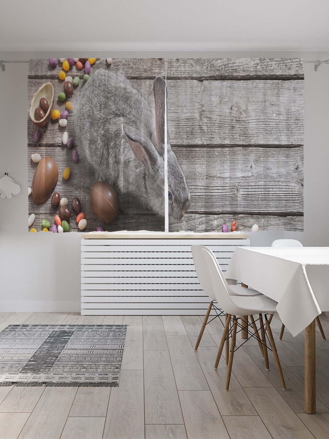

Классические шторы JoyArty "Кролик на полу", серия Oxford DeLux, 2 полотна 145x180 см, Кролик на полу