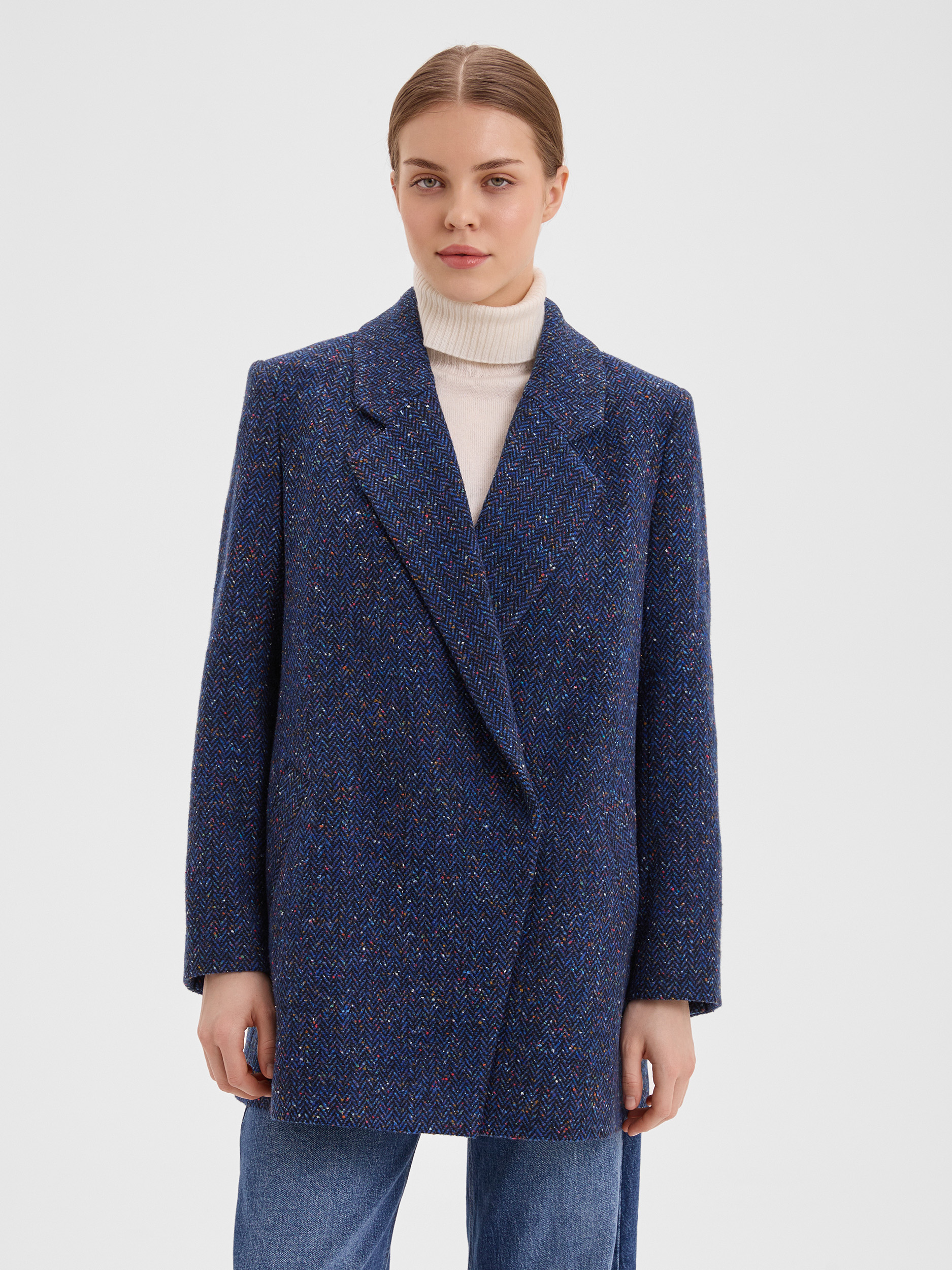 Пальто женское N.O.M.I C23106-701 синее 50 RU