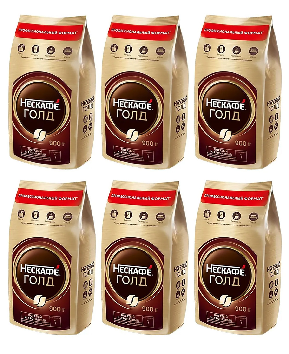 Nescafe Gold Кофе растворимый Нескафе Голд м/у с добавлением молотого 900 г 6 штук