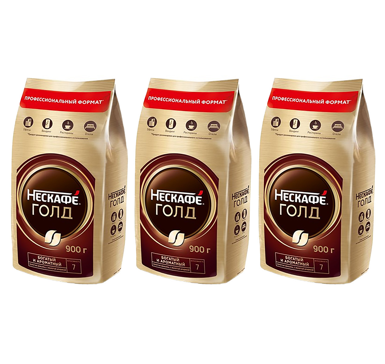 Nescafe Кофе растворимый Nescafe Gold м/у с добавлением молотого 900 г 3 штуки