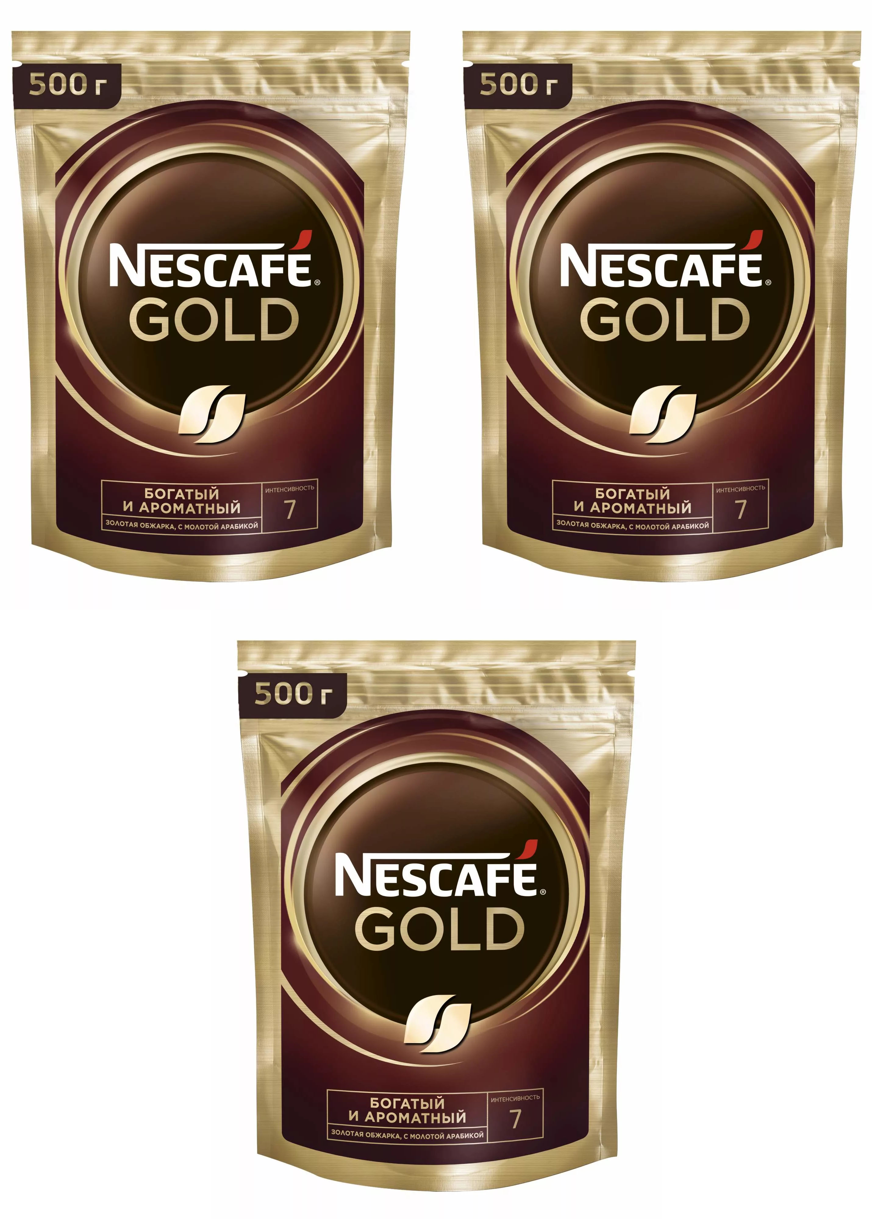 Nescafe Кофе растворимый Nescafe Gold c добавлением молотого 500 г м/у 3 штуки
