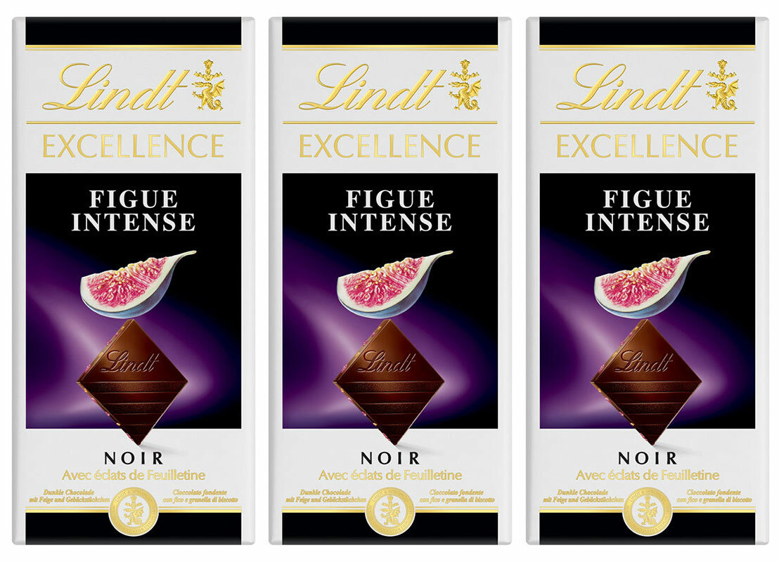 фото Lindt excellence тёмный с инжиром 100 г х 3 шт.