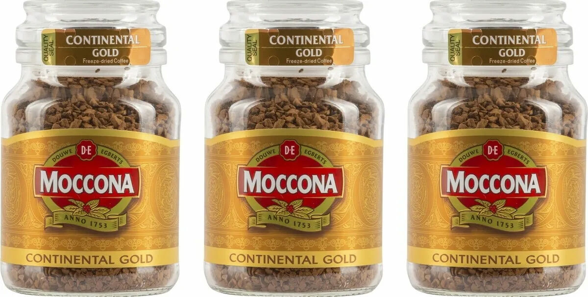 Moccona Кофе растворимый Moccona Континентал Голд 95 г 3 штуки