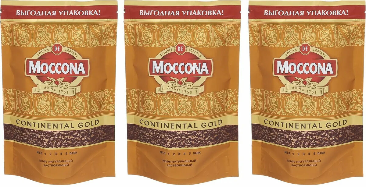 Moccona Кофе Moccona Континентал Голд 140 г м/у 3 штуки