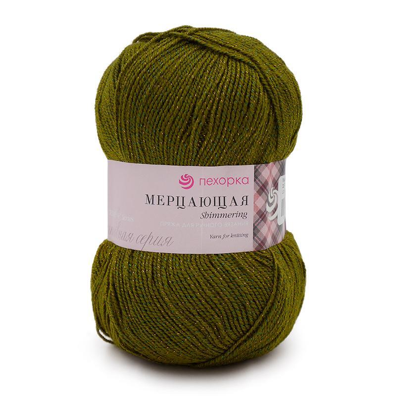 

Пряжа Пехорка 'Мерцающая', 100г, 430м (акрил, метанит) (32 табак), 5 мотков, Зеленый