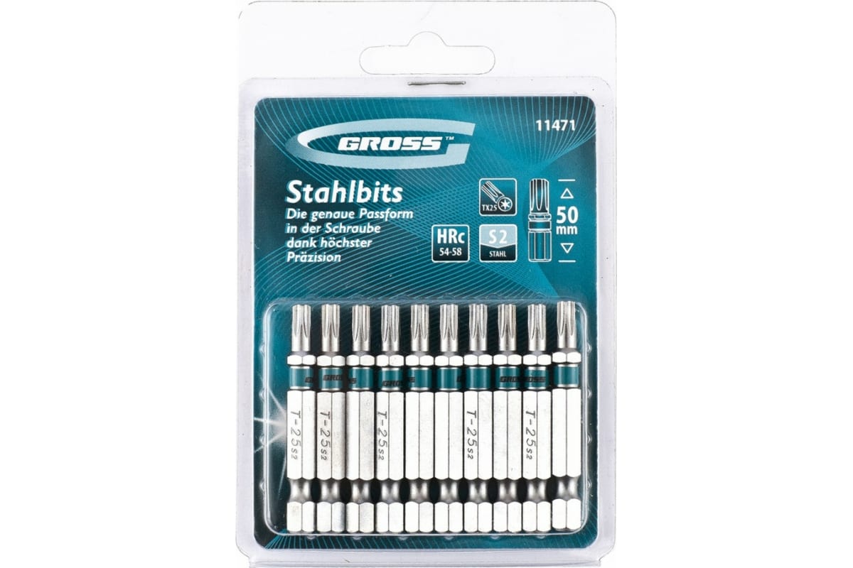 

Набор бит TORX (Т25; 50 мм) 10 шт. GROSS 11471