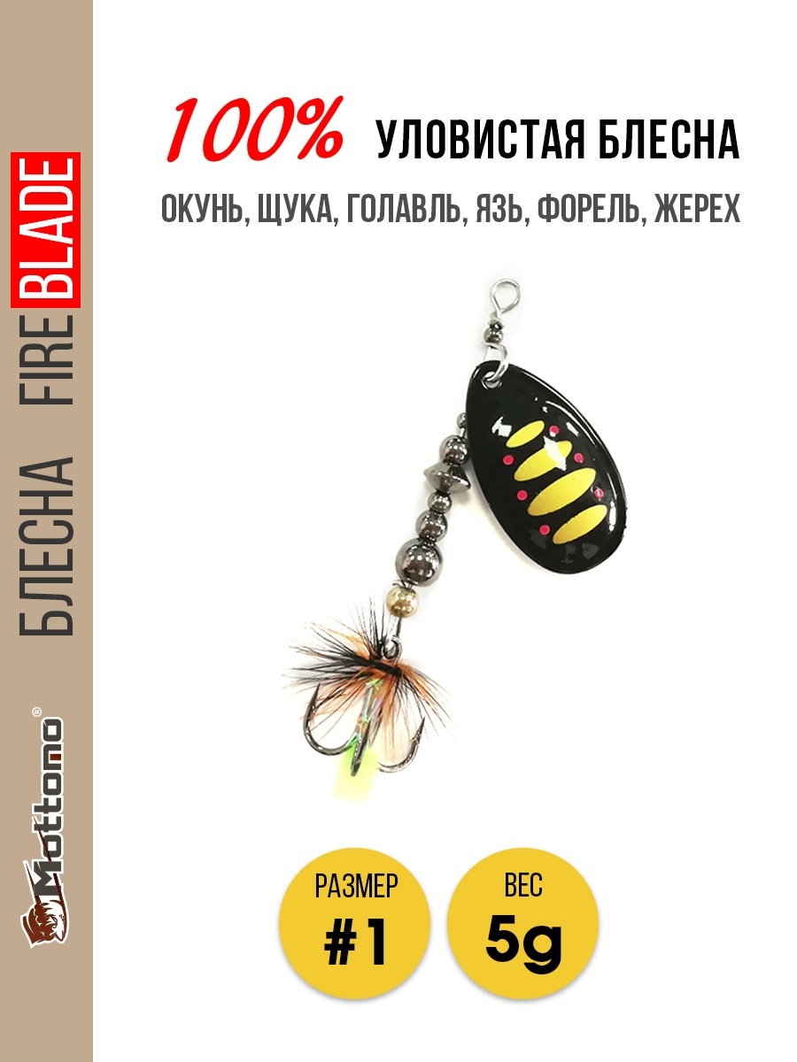 

Блесна Mottomo Fire Blade #1 5g Black 44, Fire Blade
