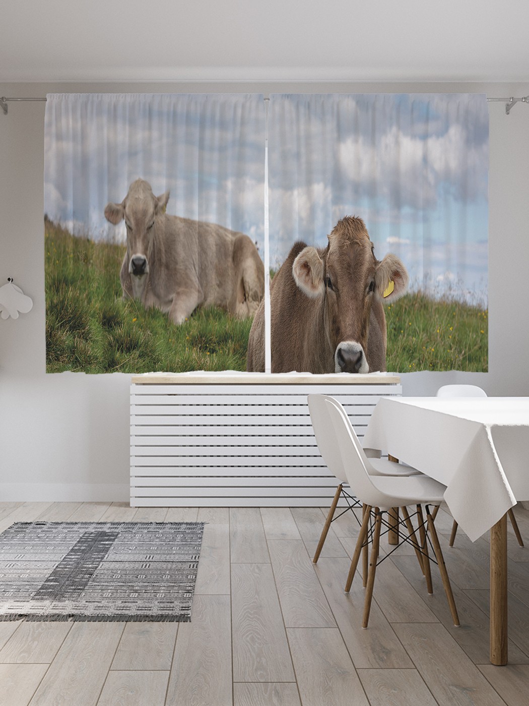 

Классические шторы JoyArty "Отдых у коров", серия Oxford DeLux, 2 полотна 145x180 см, Отдых у коров