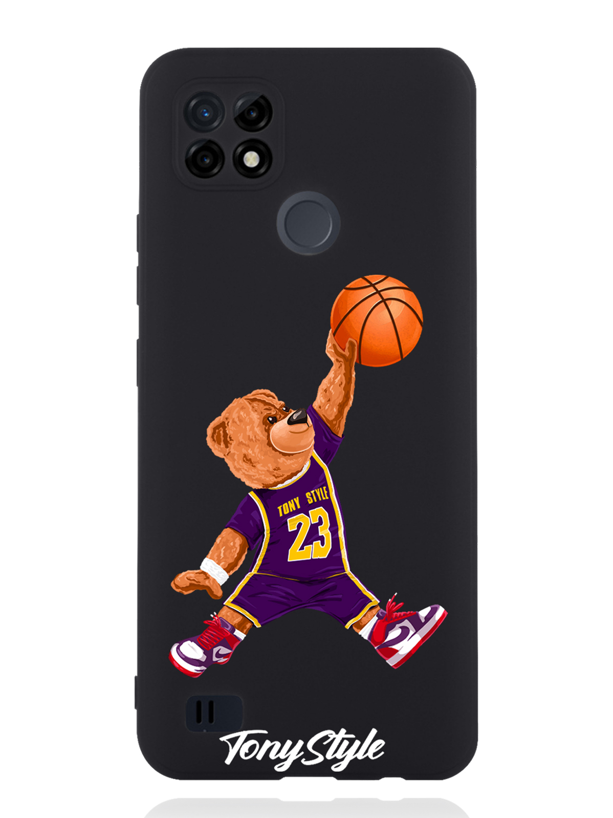 

Чехол Tony Style RealMe C21 Tony Style баскетболист с мячом, Фиолетовый;коричневый;желтый;оранжевый, RealMe C21 Tony Style Джордан Jordan
