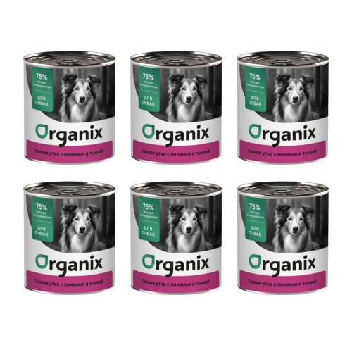 

Консервы для собак Organix ,с уткой, с печенью и тыквой, 6 шт по 750 г