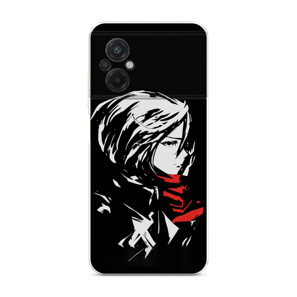 

Чехол на Xiaomi Poco M5 "Микаса минимализм", Черный;серый;красный, 316450-4