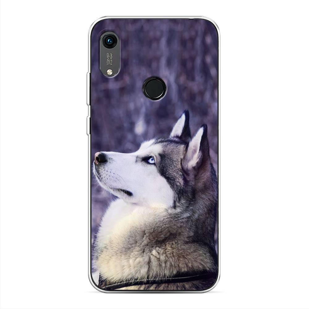 

Чехол на Huawei Y6 2019 "Хаски 1", Фиолетовый;белый, 68750-1