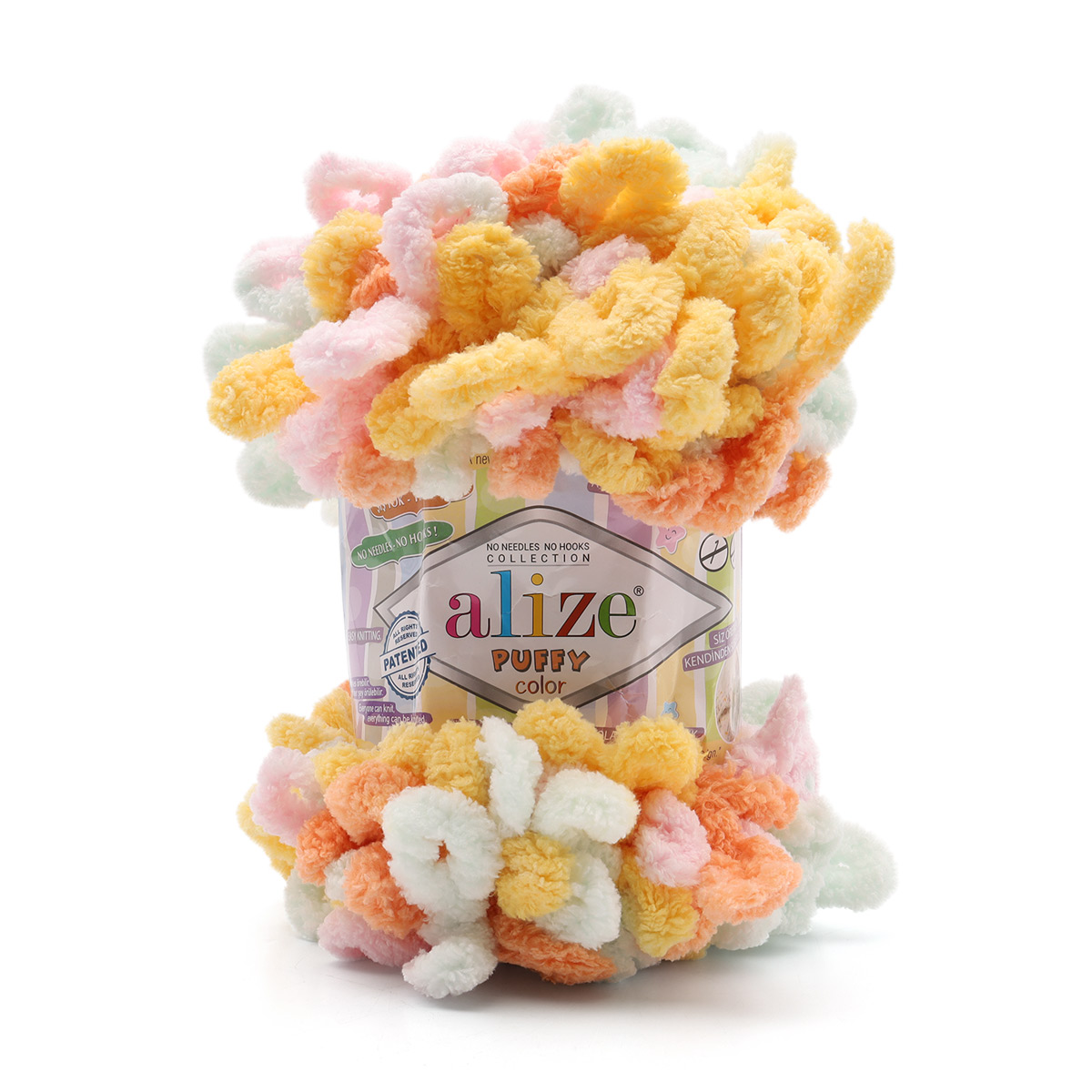 

Пряжа Alize 'Puffy Color', 100г, 9м (100% микрополиэстер) (6464 секционный), 5 мотков, Разноцветный