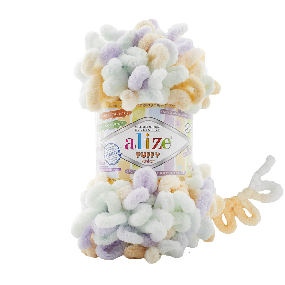 

Пряжа Alize 'Puffy Color', 100г, 9м (100% микрополиэстер) (6462 секционный), 5 мотков, Разноцветный