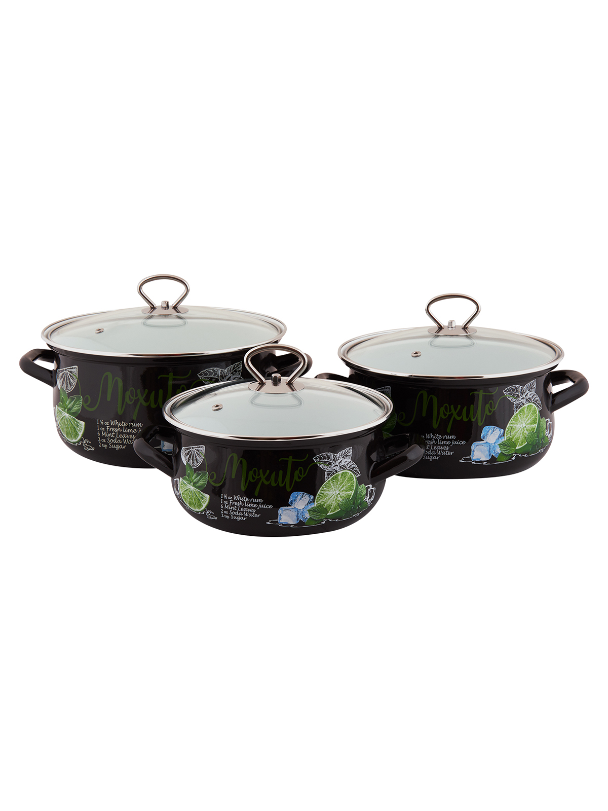 

Кастрюля эмалированная Alat Home Мохито 3 шт., Черный