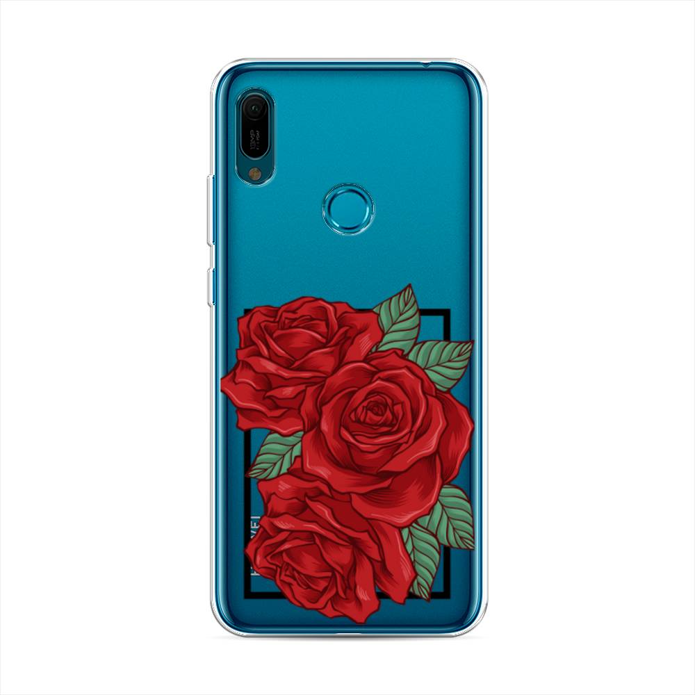 

Чехол на Huawei Y6 2019 "Три алые розы", Красный, 68650-2