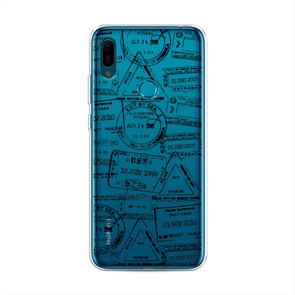 

Чехол на Huawei Y6 2019 "Visa stamps 2", Белый;черный;серый, 68650-2