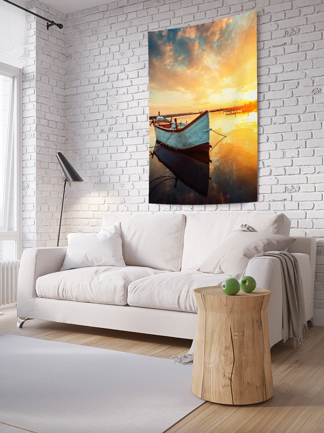 фото Вертикальное фотопанно на стену joyarty "привязанная лодка", 100x150 см