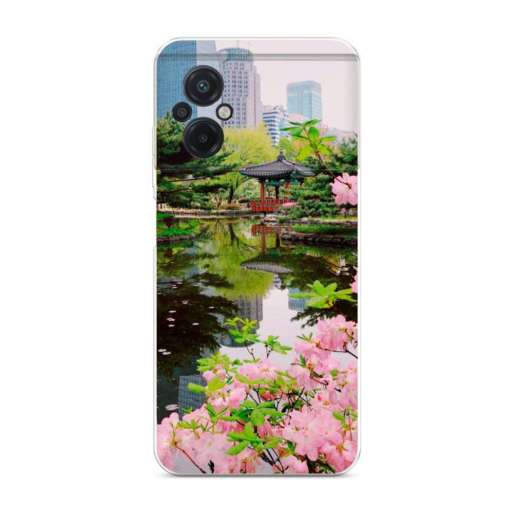 

Чехол на Xiaomi Poco M5 "Сакура возле озера", Зеленый;розовый;голубой, 316450-2
