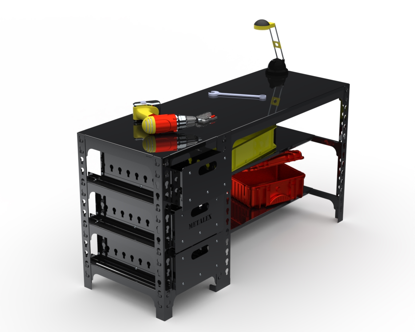 

Стол металлический Metalex 750х1400х600 с выдвижными ящиками (чёрный)