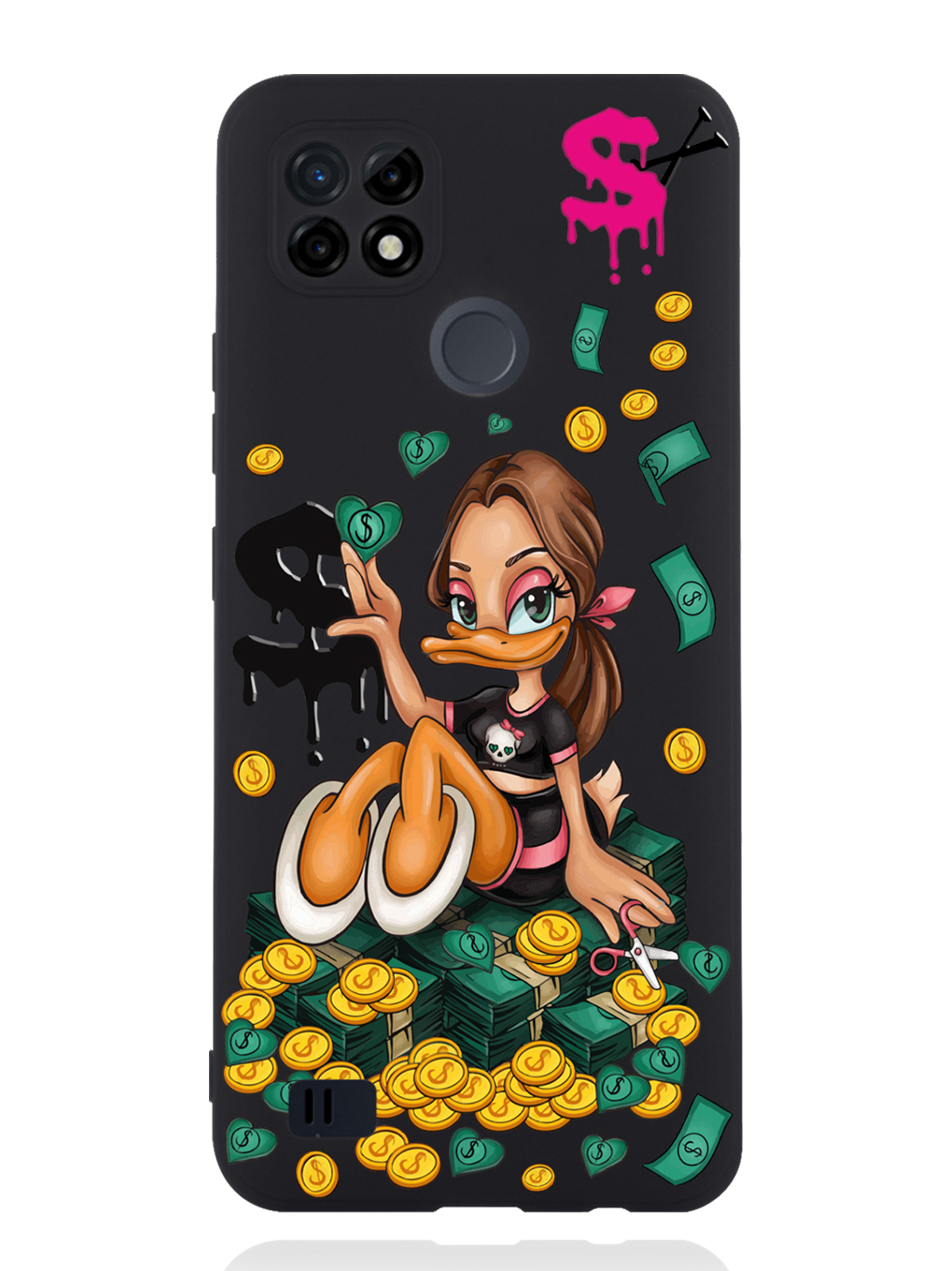 

Чехол MustHaveCase RealMe C21 Уточка Девочка, Черный;желтый;зеленый, RealMe C21 Уточка Девочка