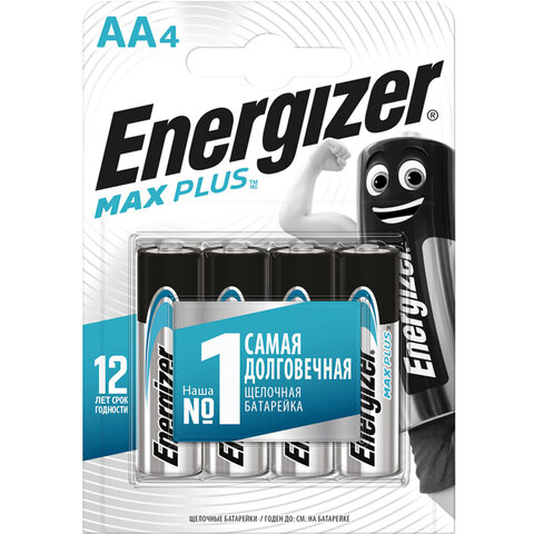 

Батарейки КОМПЛЕКТ 4 шт., комплект 2 шт., ENERGIZER Max Plus, AA (LR06, 15А), алкалиновые,