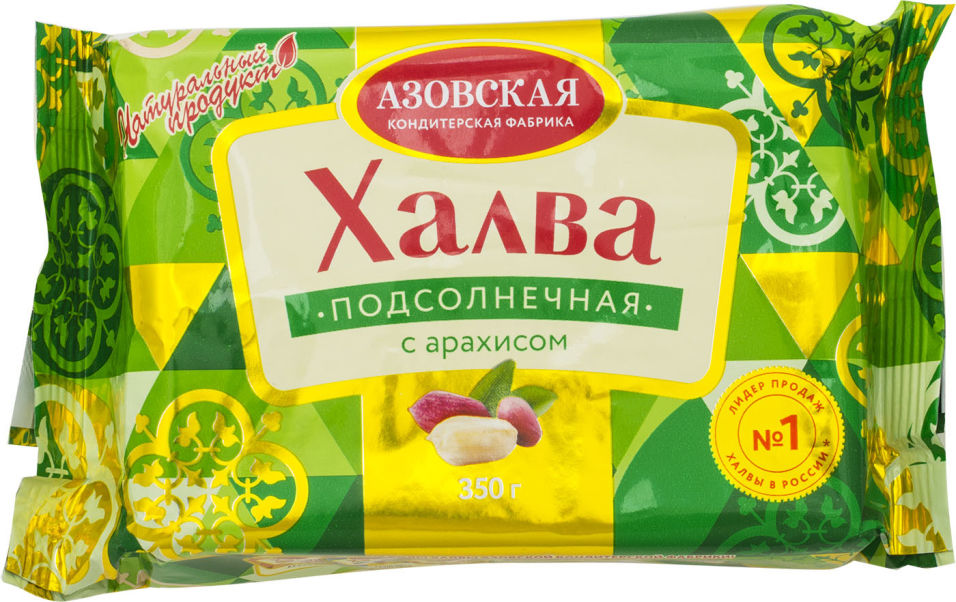 Халва подсолнечная Азовская кондитерская фабрика с арахисом, 350 г