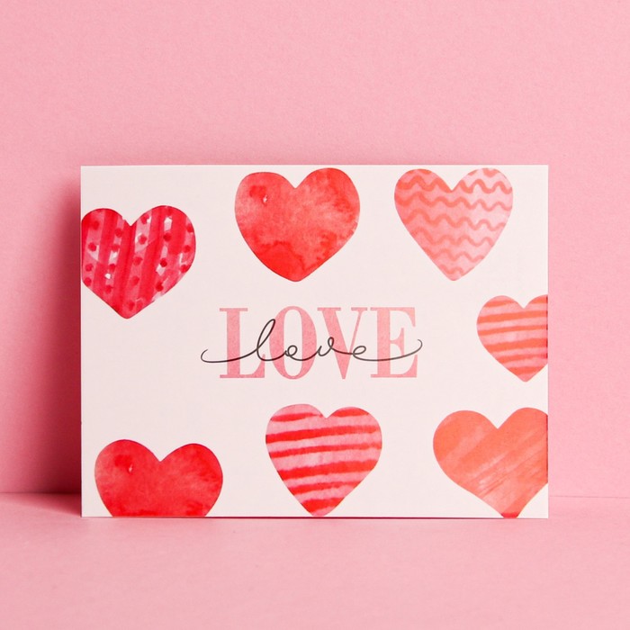 

Открытка-комплимент "LOVE" сердечки, 8 х 6 см