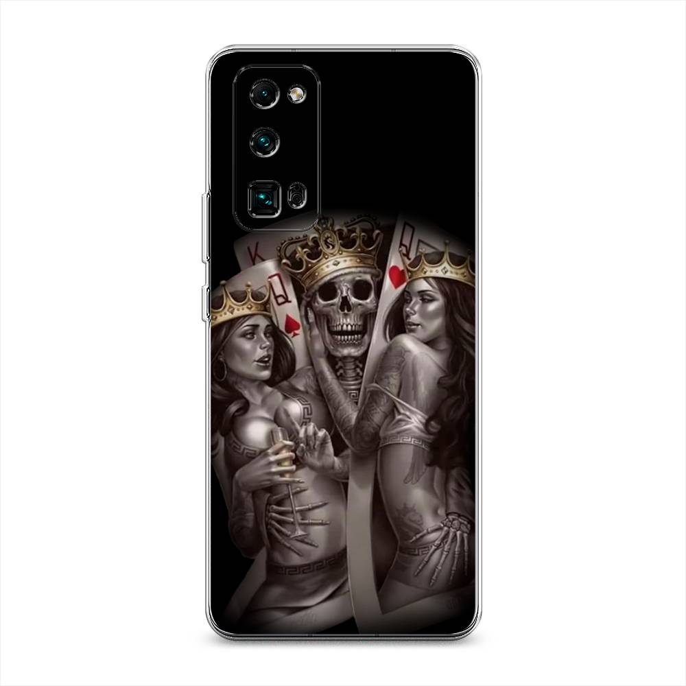 

Чехол на Honor 30 Pro Plus "Карты король и королевы", Серый;желтый, 612250-6
