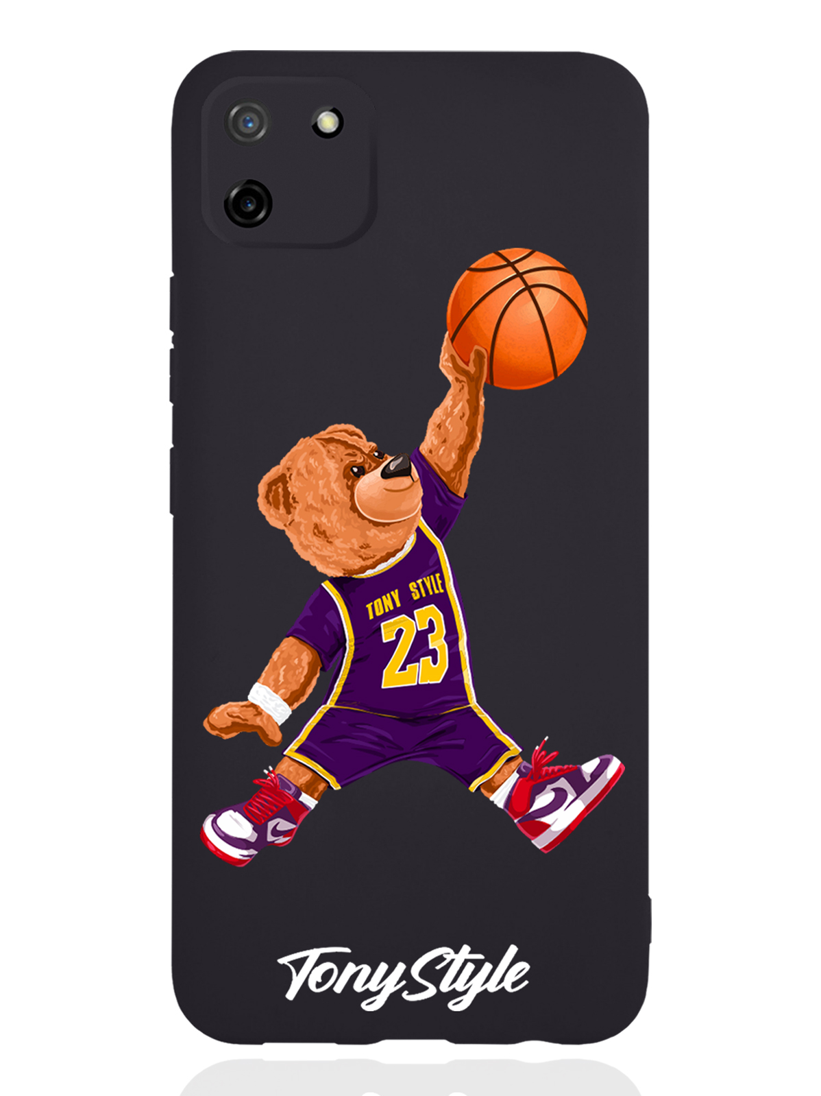 

Чехол Tony Style RealMe C11 Tony Style баскетболист с мячом, Фиолетовый;коричневый;желтый;оранжевый, RealMe C11 Tony Style Джордан Jordan