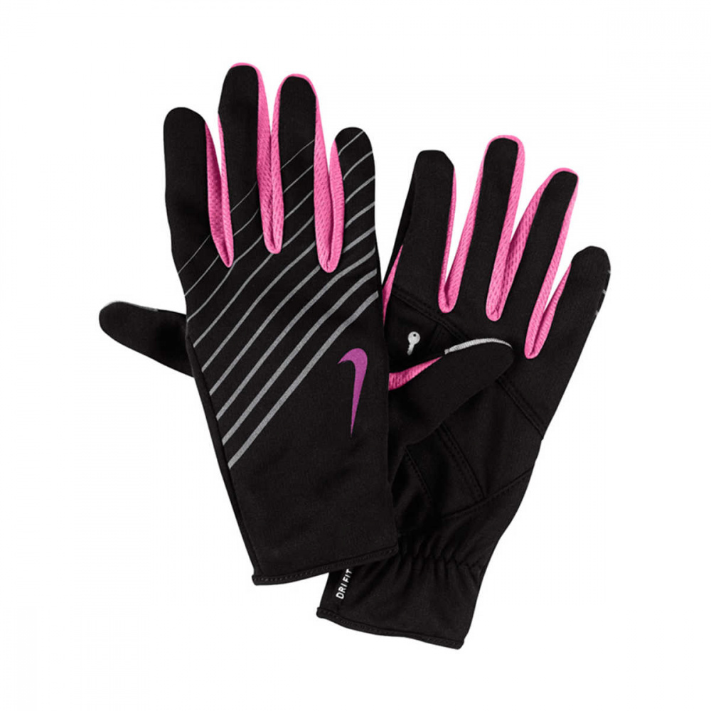 фото Перчатки для бега, nike wmn's lw tech running gloves xs black/club pink, размер xs