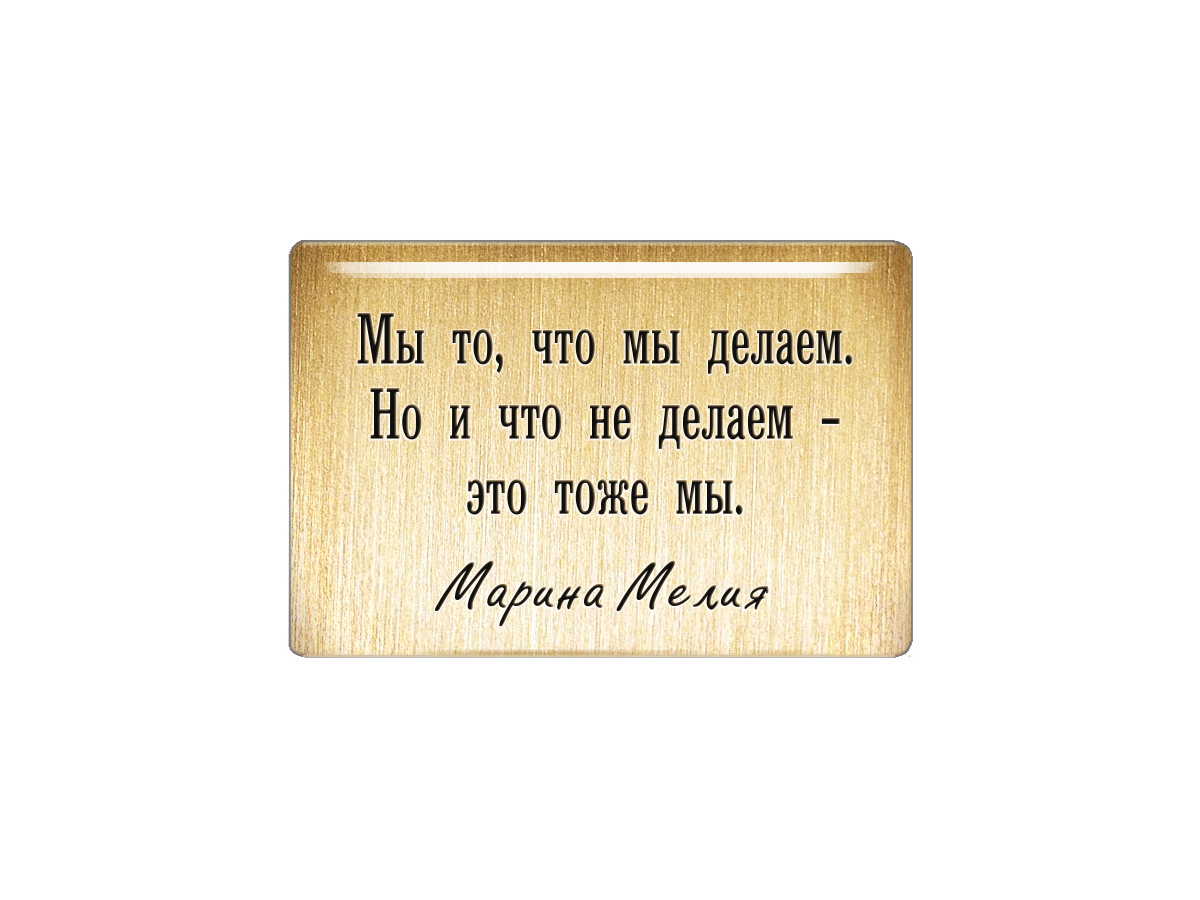 

Магнит Мы то, что мы делаем. Но и то что не делаем - это тоже мы. Марина Мелия, Т18.275.02.00