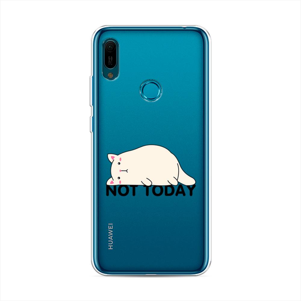 

Чехол на Huawei Y6 2019 "Cat not today", Белый;розовый;черный, 68650-1