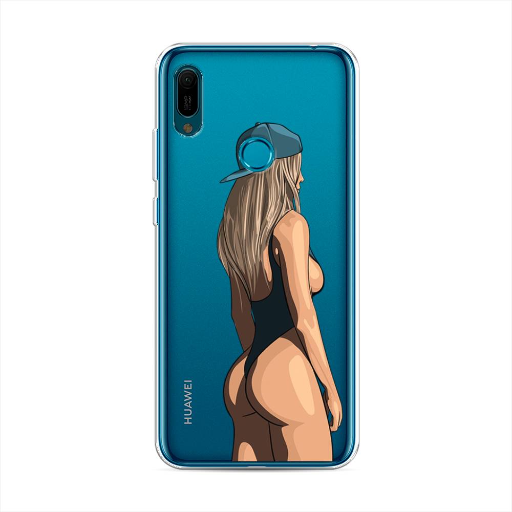 

Чехол на Huawei Y6 2019 "Девушка в черном купальнике", Зеленый;бежевый;черный, 68650-6
