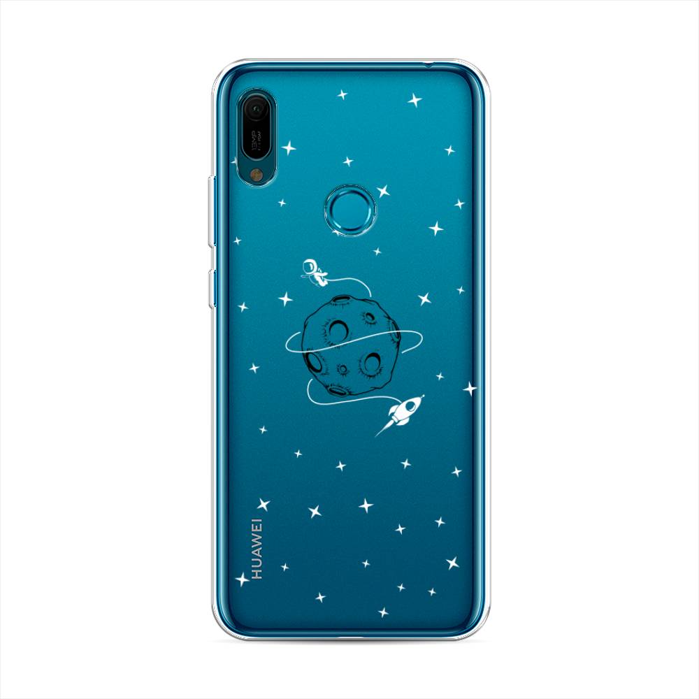 

Чехол на Huawei Y6 2019 "Полет вокруг луны", Белый;серый;черный, 68650-2