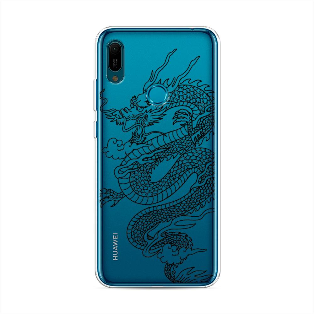 

Чехол на Huawei Y6 2019 "Большой китайский дракон", Черный;серый, 68650-1