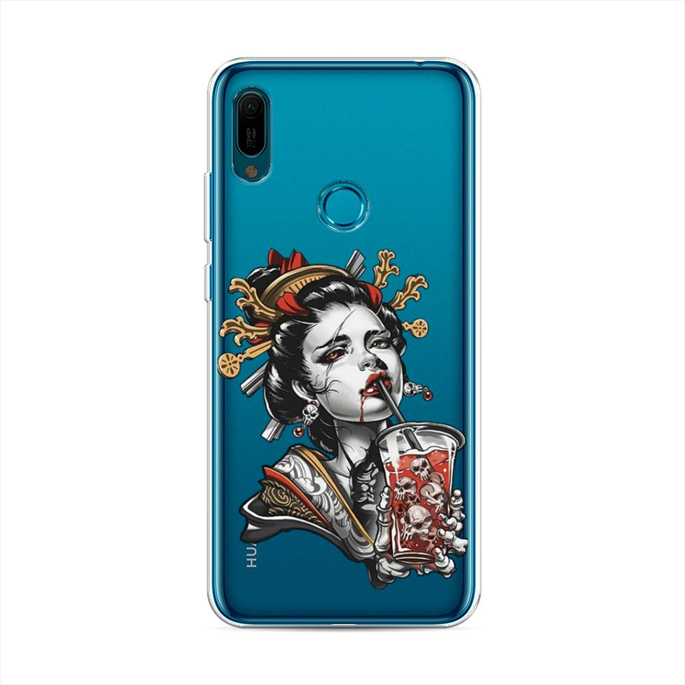 

Чехол на Huawei Y6 2019 "Опасная гейша", Красный;черный;серый, 68650-4