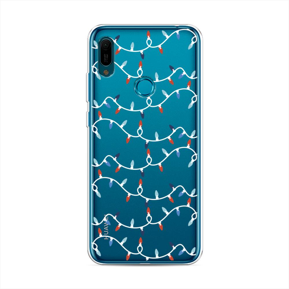 

Чехол на Huawei Y6 2019 "Разноцветная гирлянда", Белый;красный;синий, 68650-5
